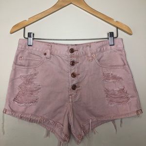 Pink Abercrombie and Fitch high waisted shorts
